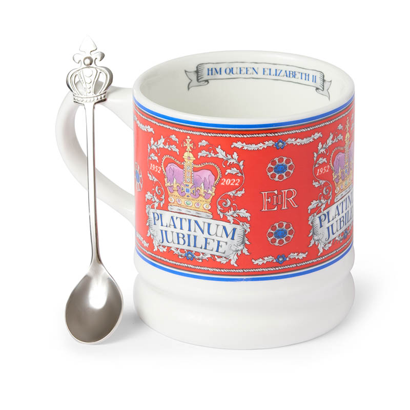 sterling silver spoon and mug platinum jubilee collectable kitchenware